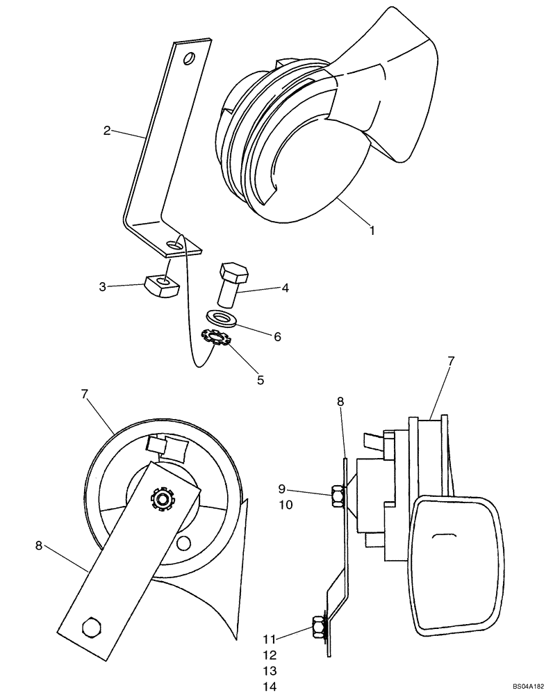 Схема запчастей Case IH 40XT - (04-29) - HORN - MOUNTING (04) - ELECTRICAL SYSTEMS