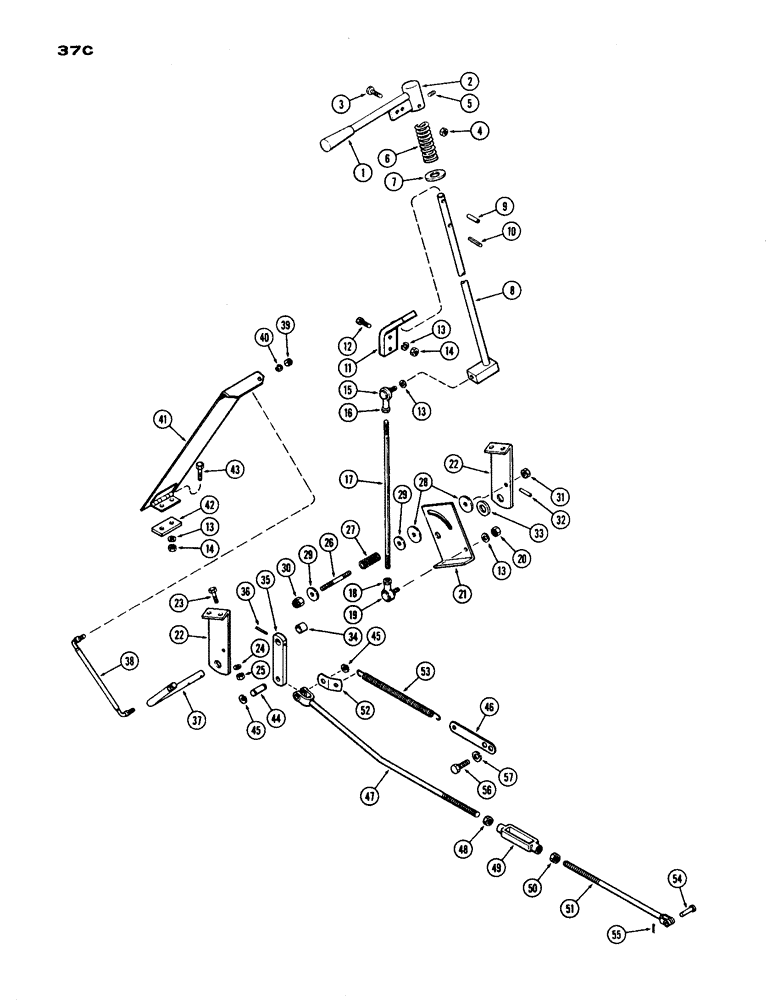 Схема запчастей Case IH 1200 - (037C) - THROTTLE LINKAGE, (451) DIESEL ENGINE, FIRST USED TRACTOR SERIAL NUMBER 9804309 (03) - FUEL SYSTEM