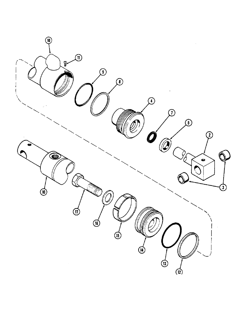 Схема запчастей Case IH 2470 - (174) - G100065 REAR STEERING CYLINDER, WITH ONE PIECE INNER GLAND SEAL, 3 INCH DIAMETER X 8 INCH STROKE (05) - STEERING