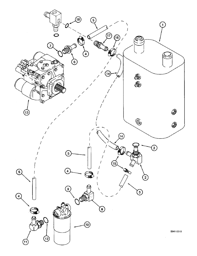 Схема запчастей Case IH 2144 - (8-04) - HYDROSTATIC PUMP HYDRAULIC SYSTEM, RESERVOIR TO PUMP (07) - HYDRAULICS