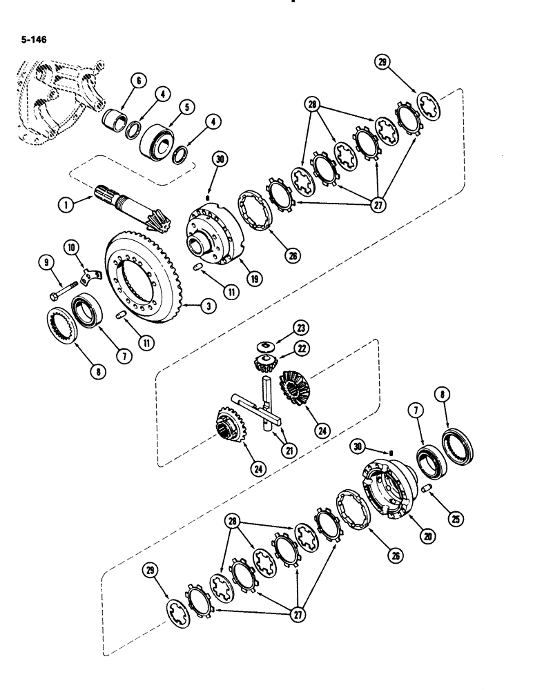 Схема запчастей Case IH 2294 - (5-146) - FRONT AXLE DIFFERENTIAL, MFD TRACTORS, CARRARO AXLE, WITH 4 TANG DIFFERENTIAL GEAR (05) - STEERING