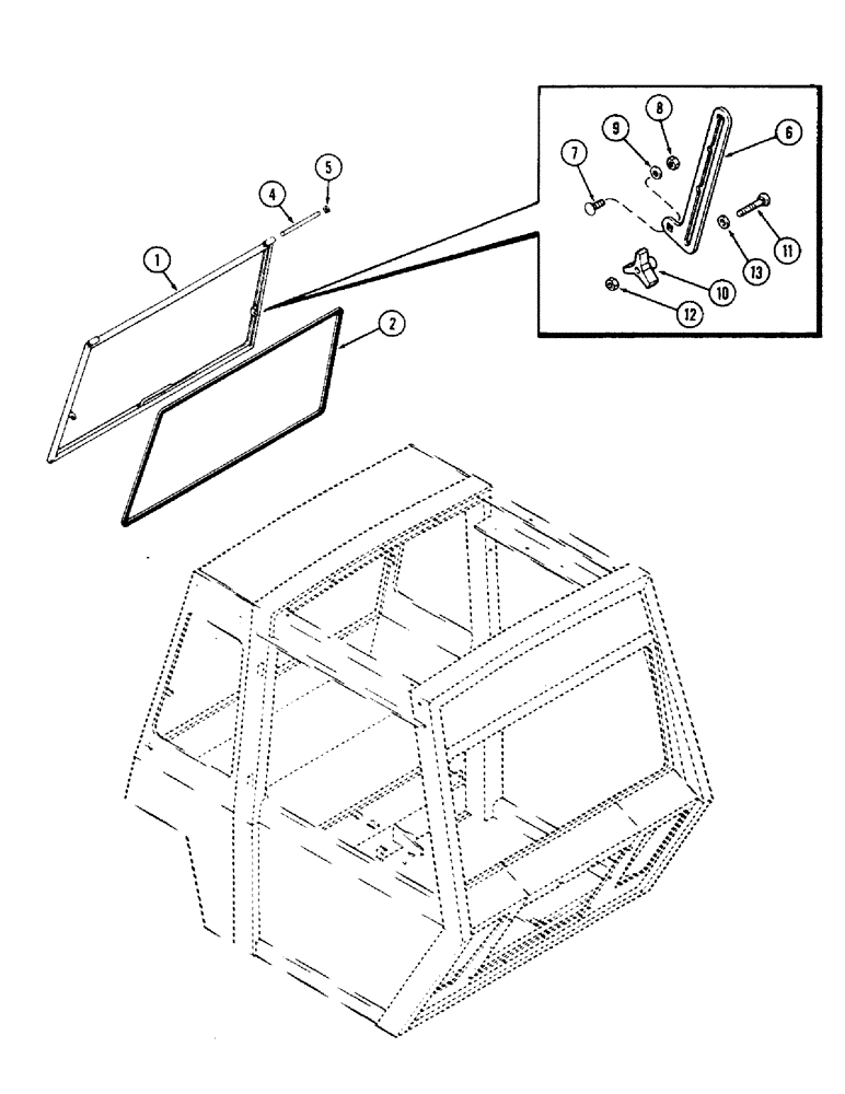 Схема запчастей Case IH 2870 - (384) - CAB, REAR WINDOW WITH FRAME, USED PRIOR TO CAB SERIAL NUMBER 7882601 (09) - CHASSIS/ATTACHMENTS