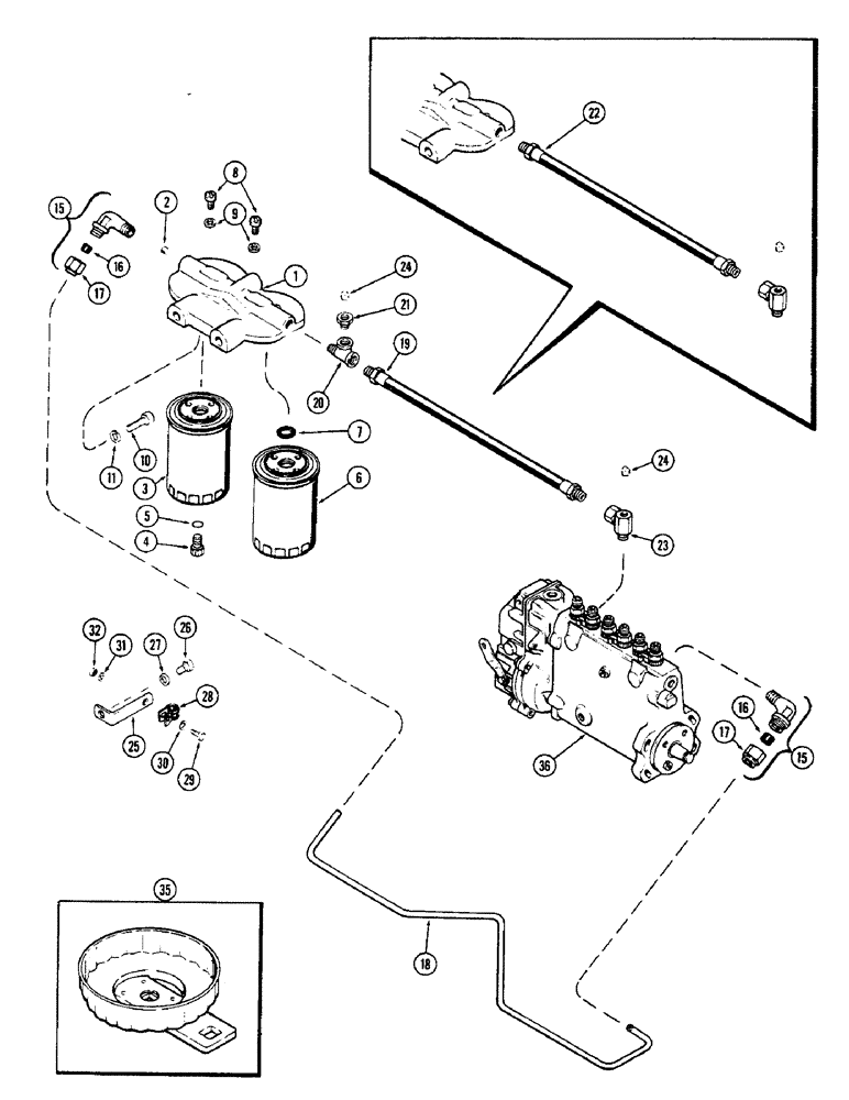 Схема запчастей Case IH 2470 - (048) - FUEL INJECTION SYSTEM, 504BDT DIESEL ENGINE, FUEL FILTERS (03) - FUEL SYSTEM