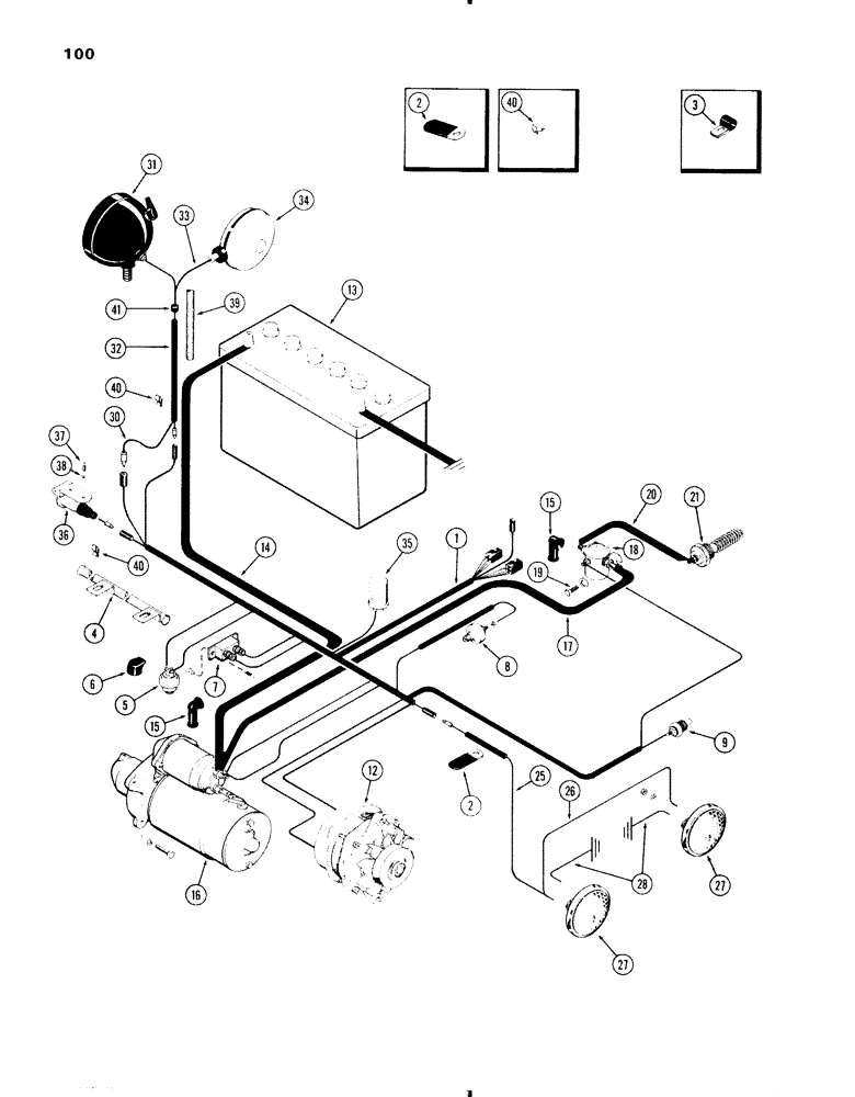 Схема запчастей Case IH 470 - (100) - ELECTRICAL EQUIPMENT AND WIRING, 470 (188) DIESEL ENGINE (04) - ELECTRICAL SYSTEMS