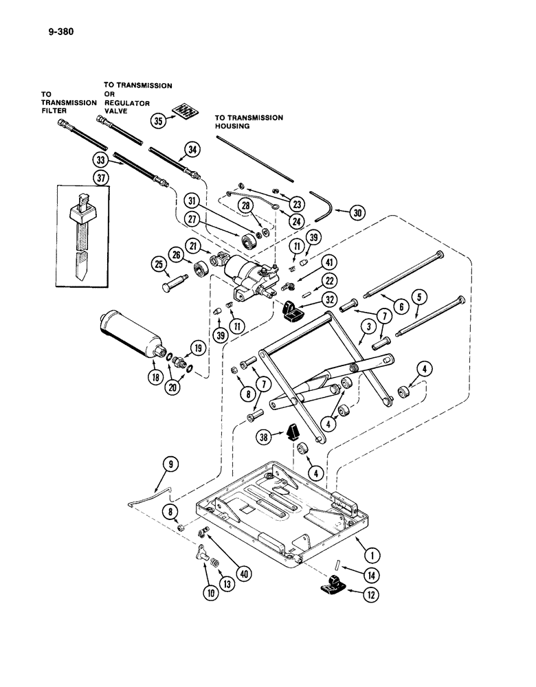 Схема запчастей Case IH 4994 - (9-380) - OPERATOR SEAT, AIR AND OIL SUSPENSION (09) - CHASSIS/ATTACHMENTS