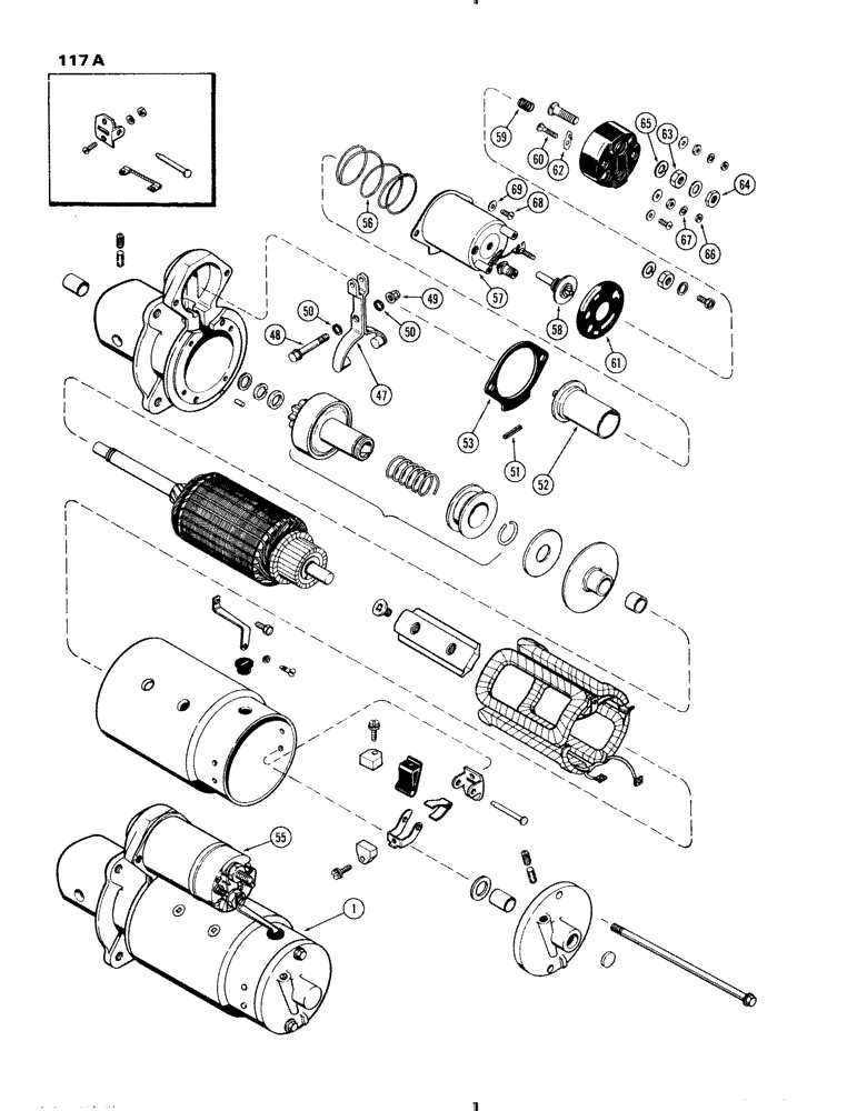 Схема запчастей Case IH 570 - (117A) - D45731 STARTING MOTOR, 470-570 (188) DIESEL ENGINE (04) - ELECTRICAL SYSTEMS