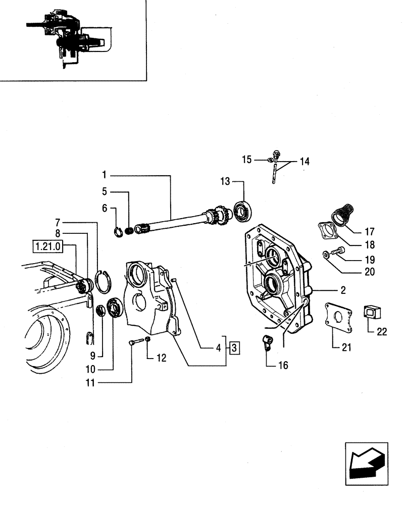 Схема запчастей Case IH JX85 - (1.80.1/04[01]) - (VAR.959) 540-1000 RPM POWER TAKE OFF - SHAFT AND COVER (07) - HYDRAULIC SYSTEM