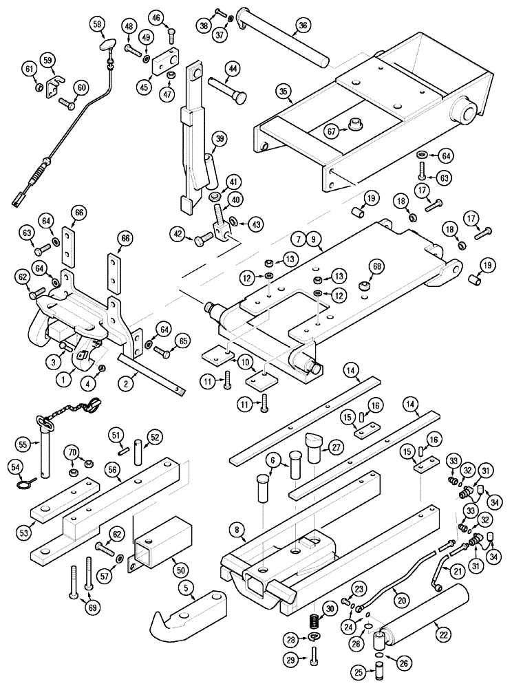 Схема запчастей Case IH MX100C - (09-75) - TRAILER HITCH, TRIMA, FOR SCANDINAVIA (09) - CHASSIS