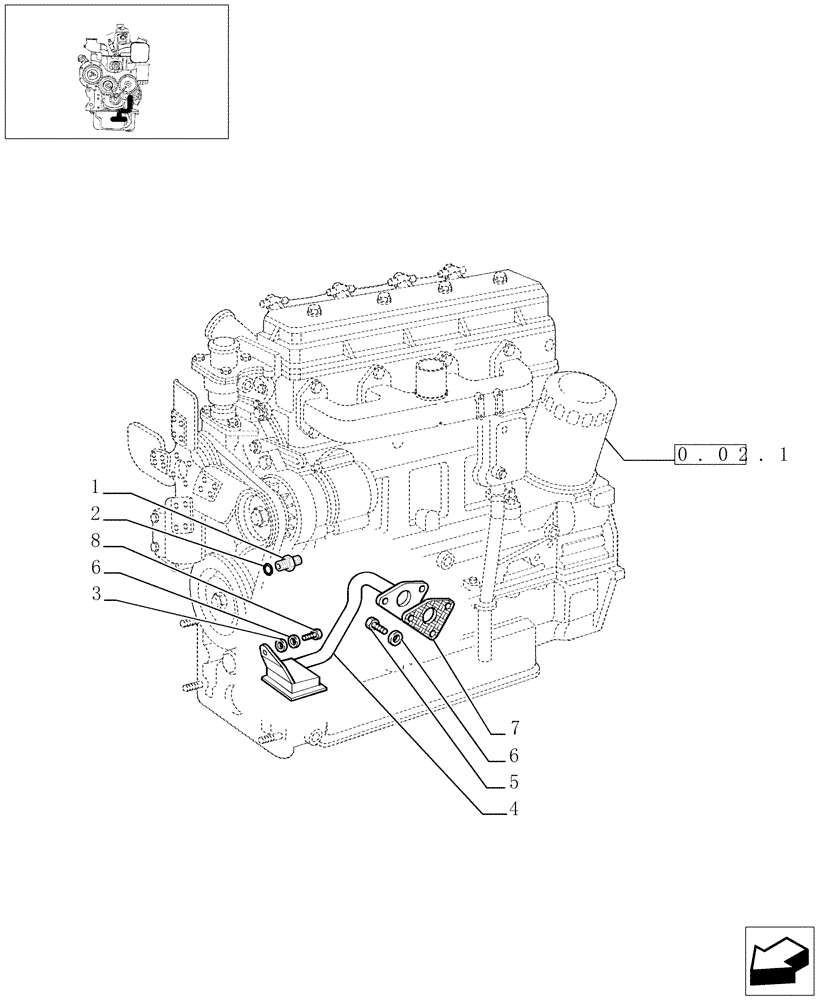 Схема запчастей Case IH 8045.05.406 - (0.30.5) - ENGINE, CONNECTION, FRONT GEAR LUBRICATION (4768872) 