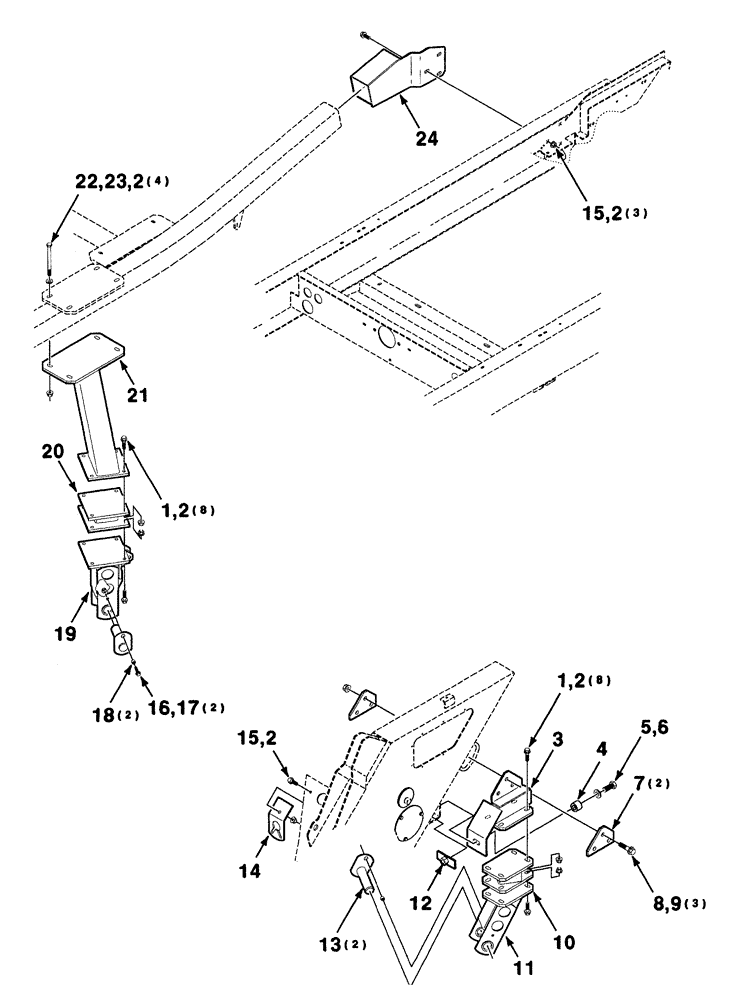 Схема запчастей Case IH 8880 - (5-04) - DEFLECTOR AND CONVEYOR MOUNTING ASSEMBLY (58) - ATTACHMENTS/HEADERS