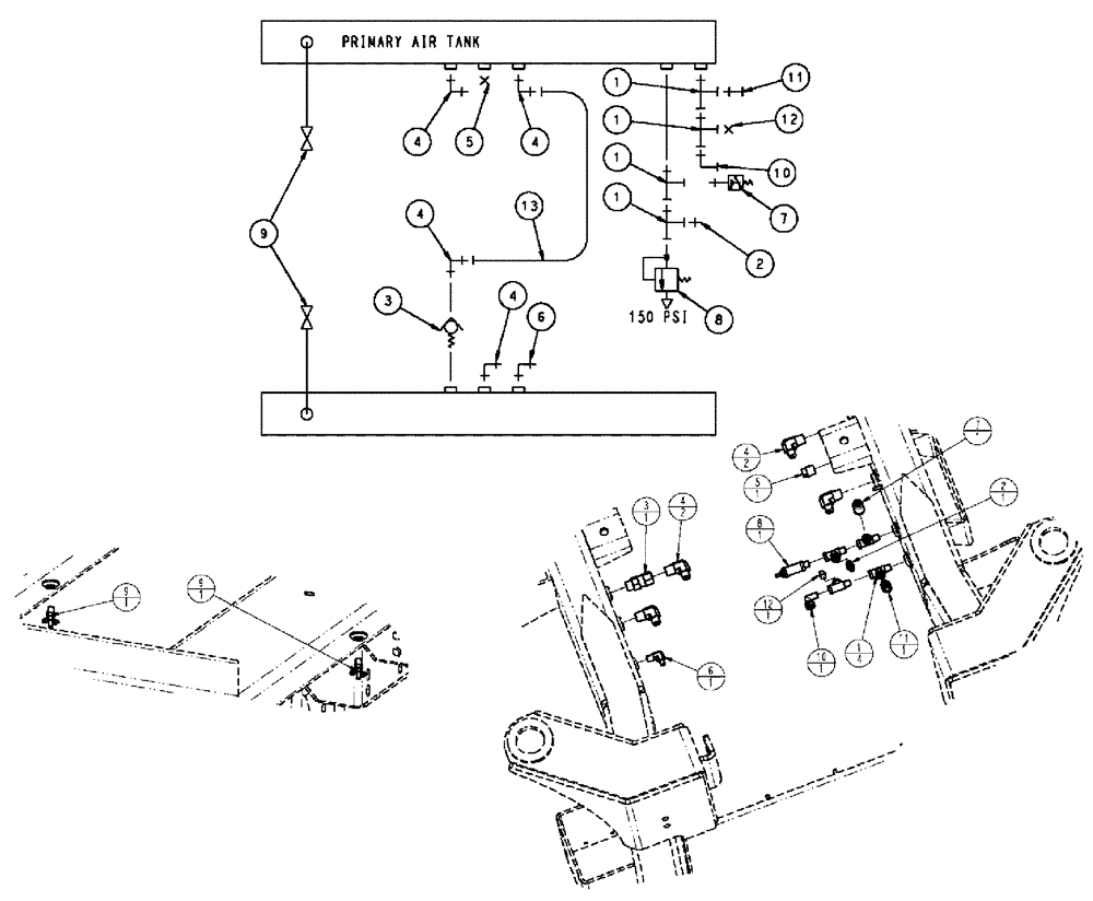 Схема запчастей Case IH TITAN 4020 - (07-009) - FITTING GROUP, AIR TANKS Pneumatics