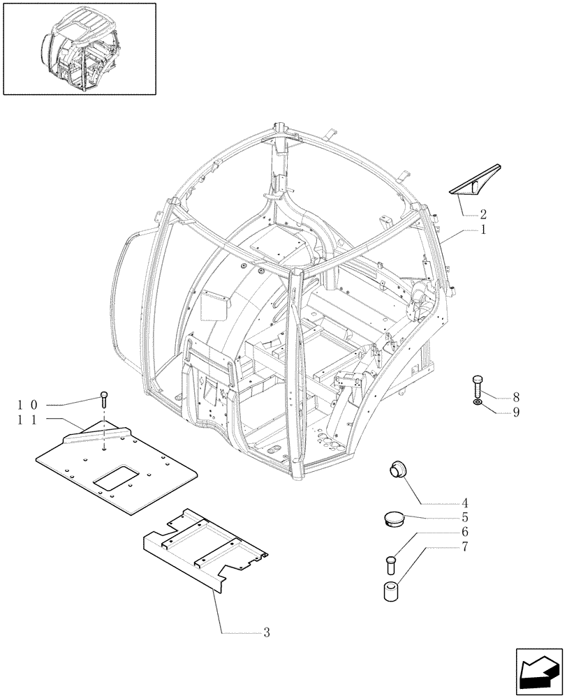 Схема запчастей Case IH PUMA 180 - (1.92.1) - CAB FRAME (10) - OPERATORS PLATFORM/CAB