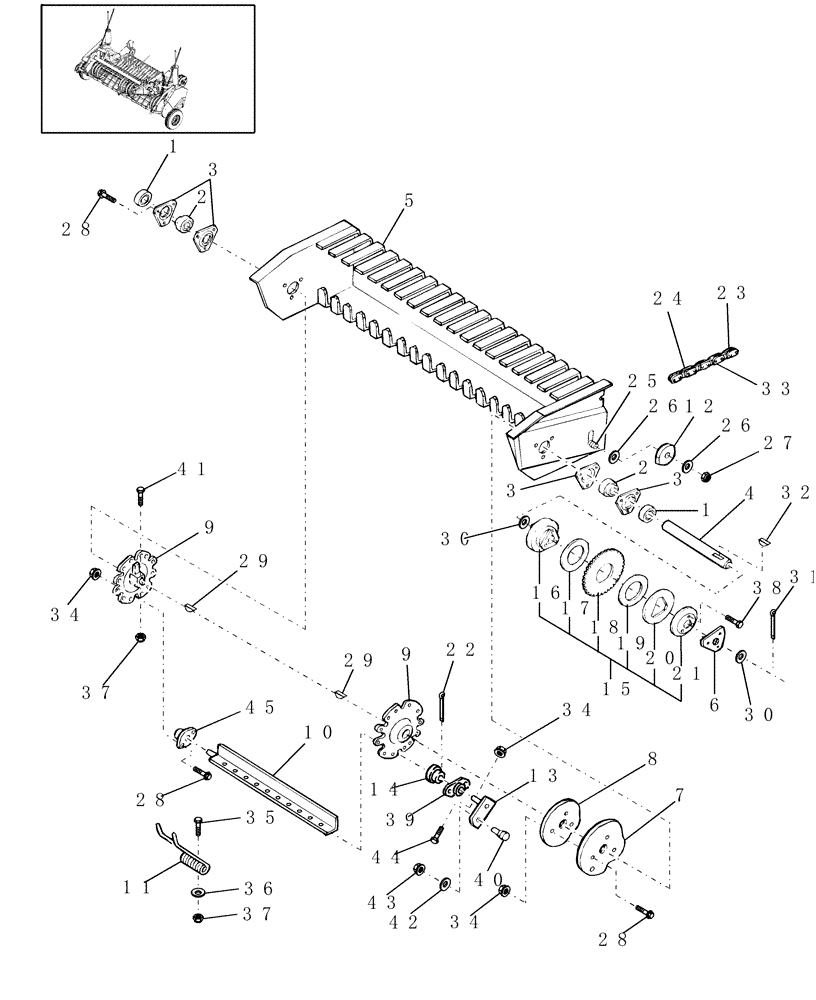 Схема запчастей Case IH RBX443 - (13.120) - PICKUP, REEL, REEL DRIVE & SLIP CLUTCH (13) - FEEDER