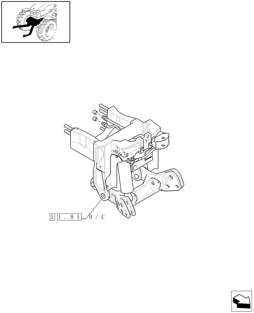 Схема запчастей Case IH PUMA 180 - (1.81.9[03A]) - (VAR.087-088) FRONT HPL FOR REAR REMOTES LESS PTO, LESS AUX. COUPLERS - LIFTER - D6726 (07) - HYDRAULIC SYSTEM