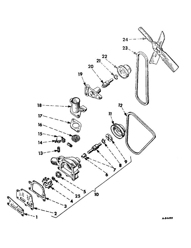 Схема запчастей Case IH 706 - (C-13) - CARBURETED ENGINES, FAN, THERMOSTAT AND WATER PUMP (01) - ENGINE