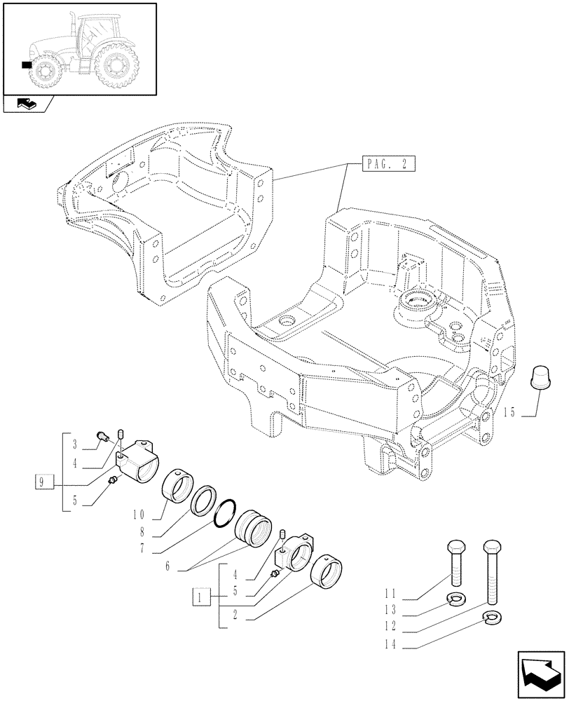 Схема запчастей Case IH PUMA 210 - (1.21.1[03]) - FRONT AXLE TRUNNIONS (4WD) (03) - TRANSMISSION