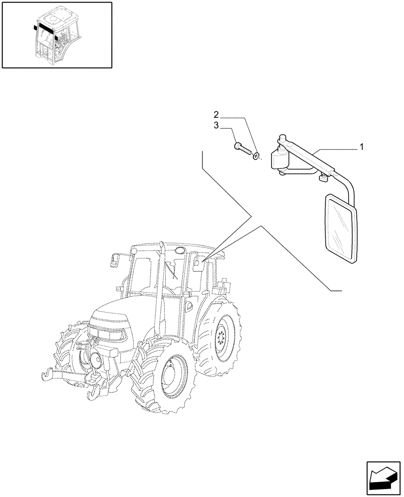 Схема запчастей Case IH JX1085C - (1.92.93/01) - (VAR.879) TELESCOPIC REAR VIEW MIRROR (10) - OPERATORS PLATFORM/CAB