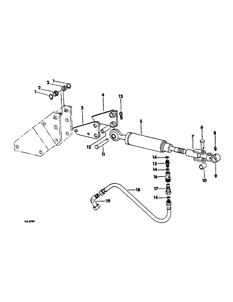 Схема запчастей Case IH 82-SERIES - (B-42) - HYDRAULIC UPPER LINK CYLINDER AND CONNECTIONS, FOR ASSIST WHEELS 