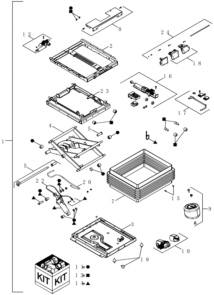 Схема запчастей Case IH STEIGER 335 - (09-25) - SUSPENSION ASSEMBLY - SEAT (09) - CHASSIS