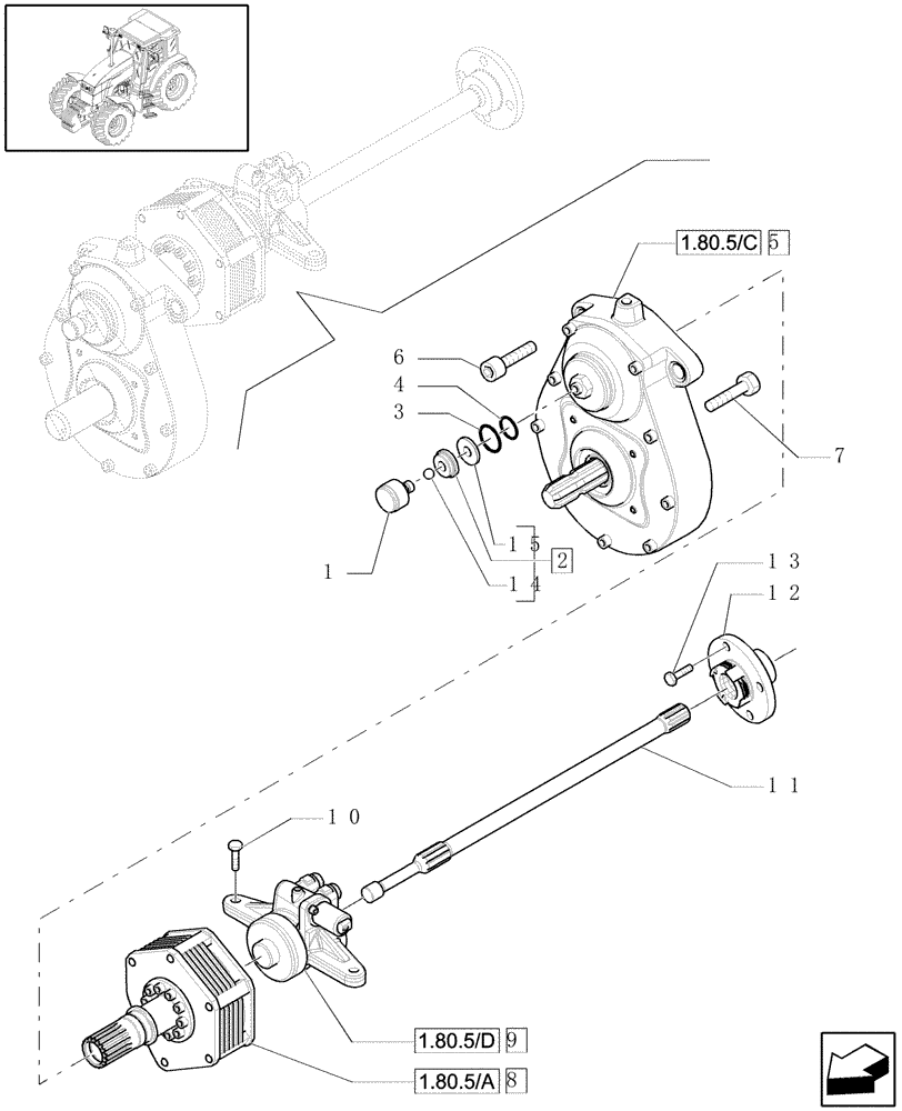 Схема запчастей Case IH MXU115 - (1.80.5/01[01]) - (VAR.558) FRONT POWER TAKE-OFF - COVER, CLUTCH AND CYLINDERS (07) - HYDRAULIC SYSTEM