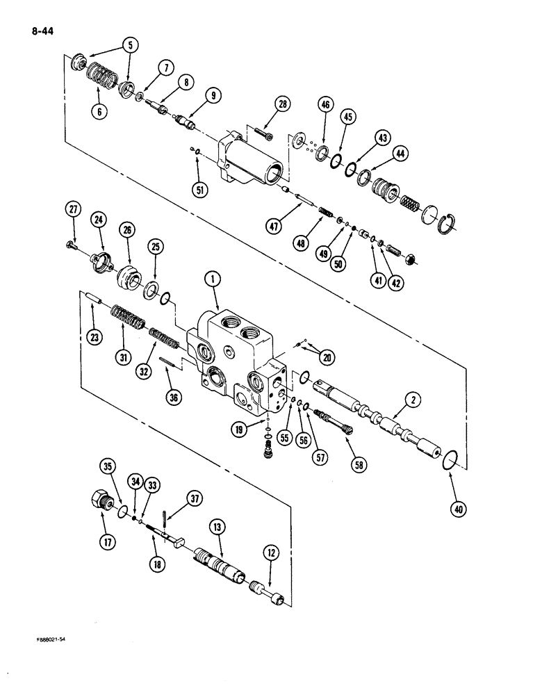 Схема запчастей Case IH 9150 - (8-44) - HYDRAULIC REMOTE VALVE SECTION, FIRST, SECOND, THIRD AND FOURTH WITH FLOAT (08) - HYDRAULICS