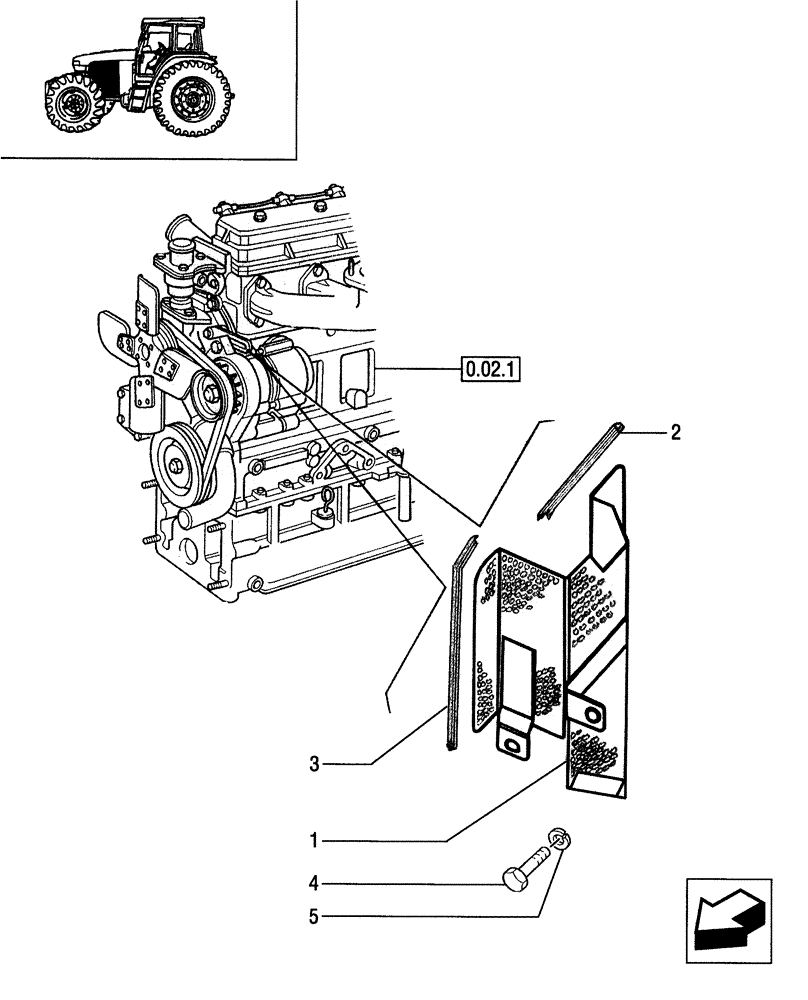 Схема запчастей Case IH JX80 - (1.19.9) - (VAR.836) ENGINE FAN SHIELD GUARD PROTECTION (02) - ENGINE EQUIPMENT