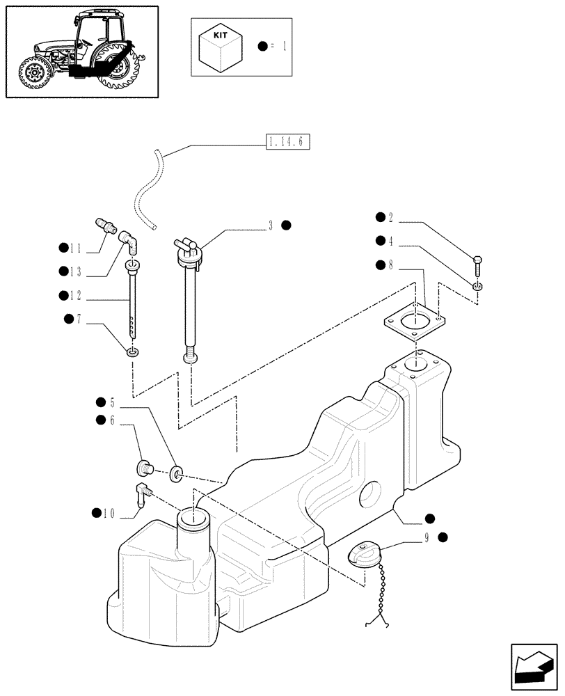 Схема запчастей Case IH JX1085C - (1.14.0[01A]) - FUEL TANKB - D5540 (02) - ENGINE EQUIPMENT