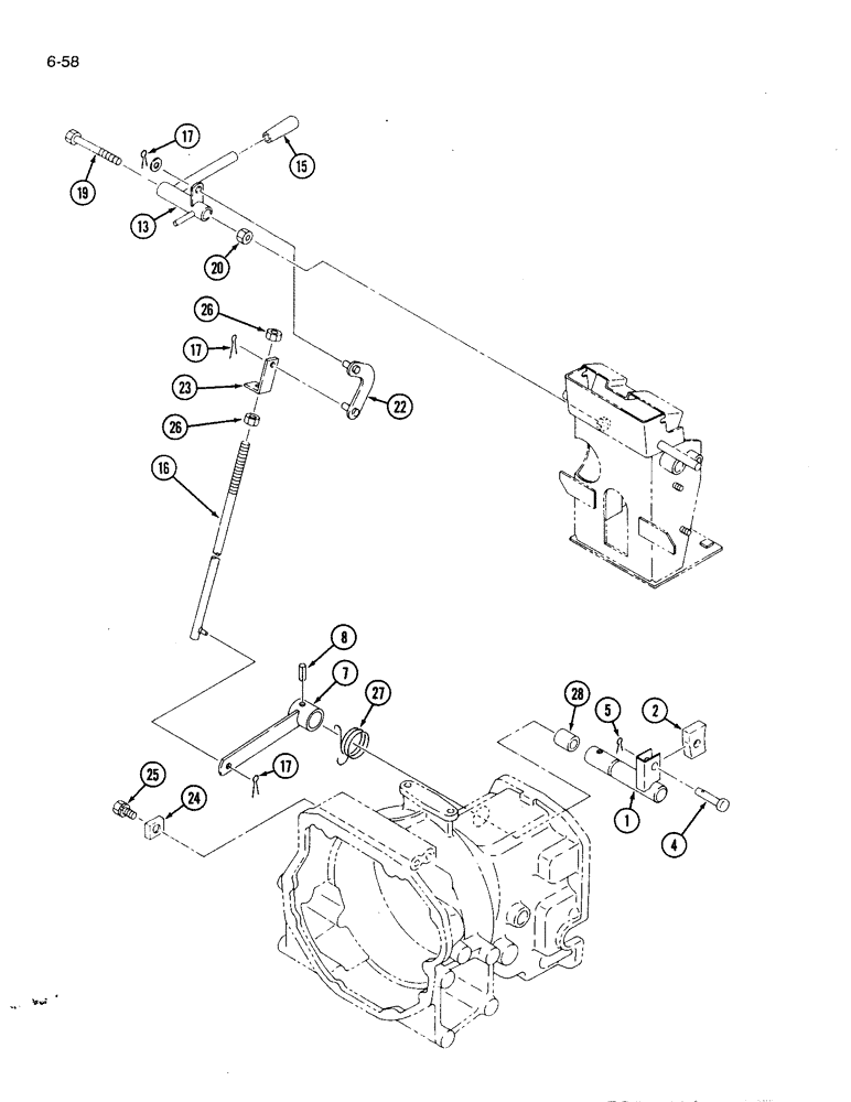 Схема запчастей Case IH 1120 - (6-58) - HYDROSTATIC TRANSMISSION CONTROL LINKAGE (06) - POWER TRAIN