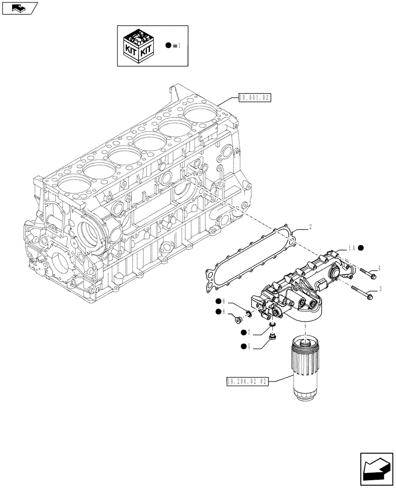 Схема запчастей Case IH F3BFA613B E002 - (10.206.02[01]) - FILTER ENGINE OIL (10) - ENGINE