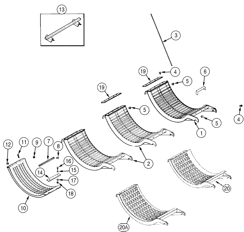 Схема запчастей Case IH 2388 - (09B-11[02]) - CONCAVES - GRATES AND CONCAVES, ASN JJC0270500 (14) - ROTOR, CONCANVES & SIEVE