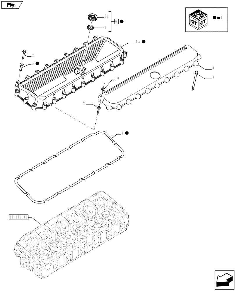 Схема запчастей Case IH F3BFA613B E002 - (10.101.02) - HEAD COVER (10) - ENGINE