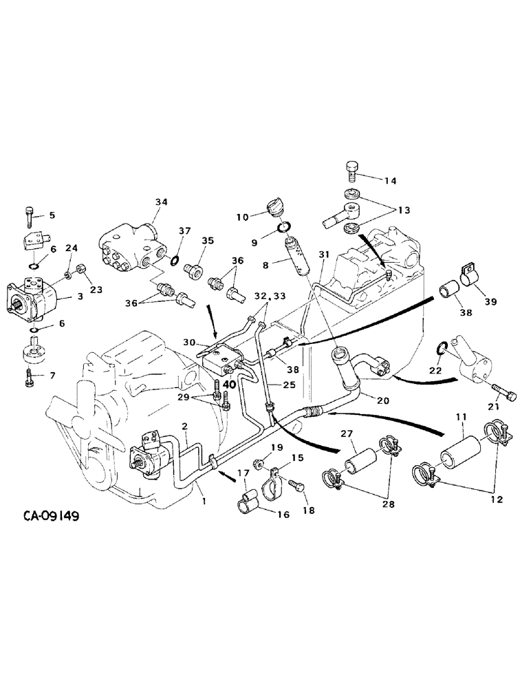 Схема запчастей Case IH 234 - (10-09) - HYDRAULICS, HYDRAULIC SUPPLY, WITH POWER STEERING, CONSTANT MESH GEAR TRANSMISSION (07) - HYDRAULICS