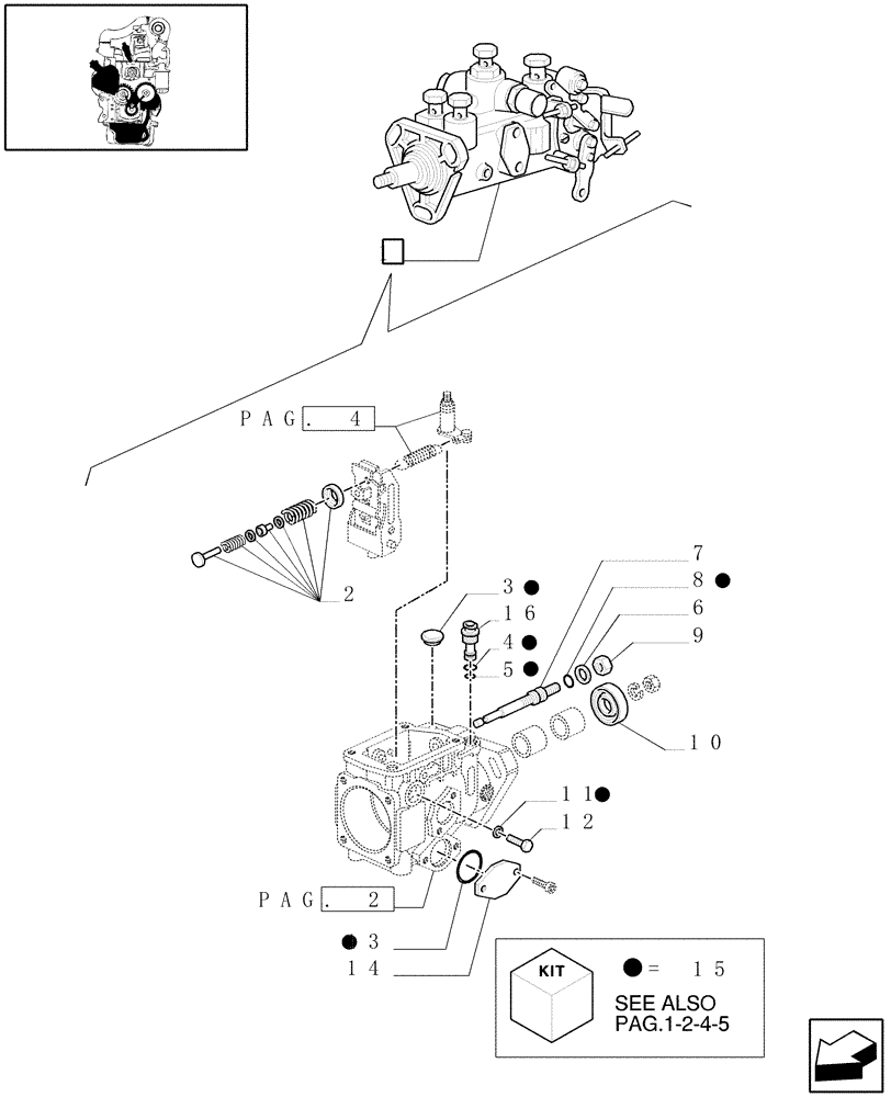 Схема запчастей Case IH JX75 - (0.14.0/01B[03]) - INJECTION PUMP, SPINDLE & VALVE (01) - ENGINE