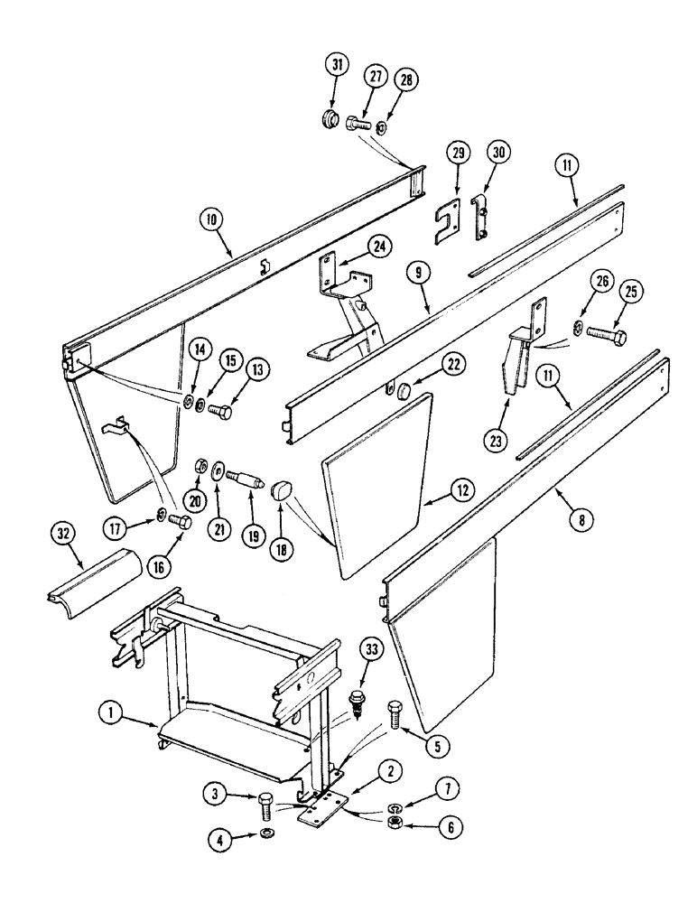 Схема запчастей Case IH 1494 - (9-396) - ENGINE HOOD SUPPORT FRAME (09) - CHASSIS/ATTACHMENTS