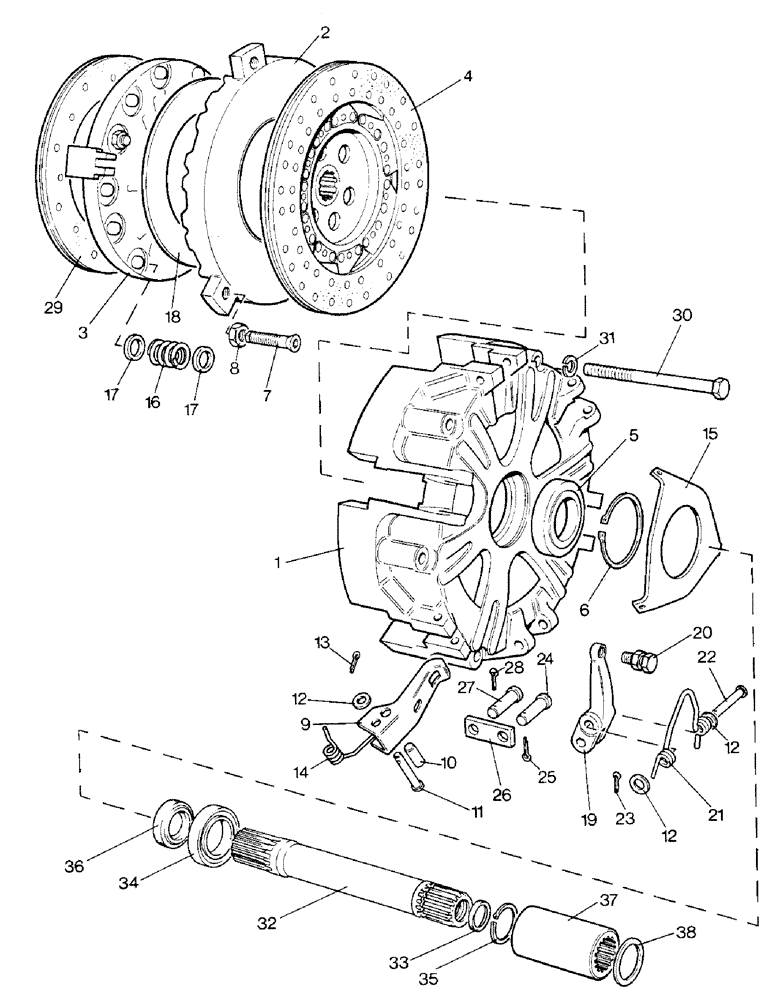 Схема запчастей Case IH 1690 - (C01-1) - DUAL CLUTCH UNIT, POWER SHIFT, SYNCHROMESH (03.1) - CLUTCH