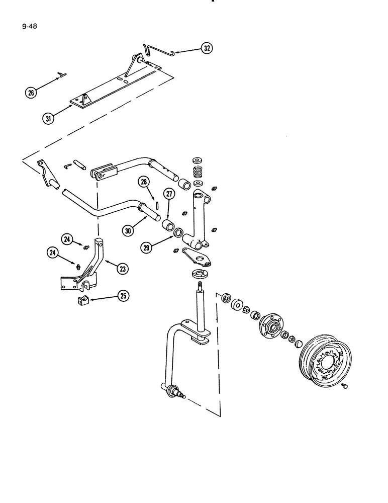 Схема запчастей Case IH 720 - (9-48) - FRONT FURROW WHEEL, FOR 5 THRU 8 FURROW, ON THE LAND, CONTINUED (09) - CHASSIS/ATTACHMENTS