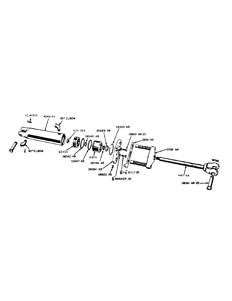 Схема запчастей Case IH 400B-SERIES - (183) - PARTS FOR B3785AA PORTABLE CYLINDER, 3-1/4" X 8" (08) - HYDRAULICS