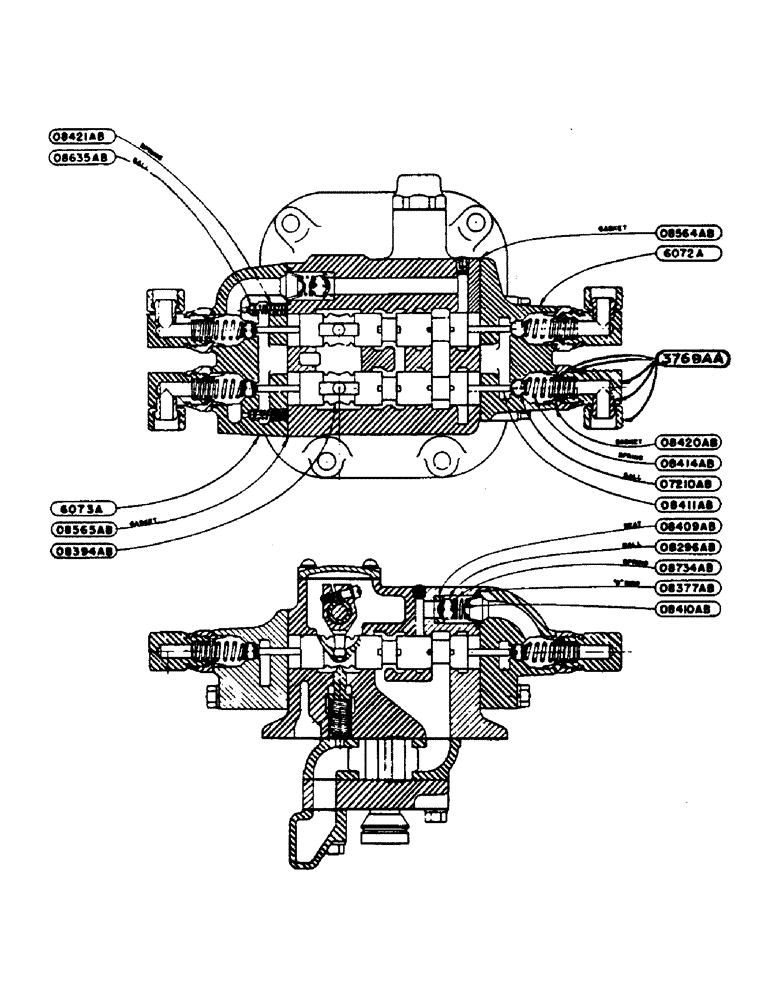 Схема запчастей Case IH DV-SERIES - (154) - HYDRAULIC SINGLE AND DUAL CONTROL UNIT, DUAL VALVE AND PUMP ASSEMBLY (08) - HYDRAULICS