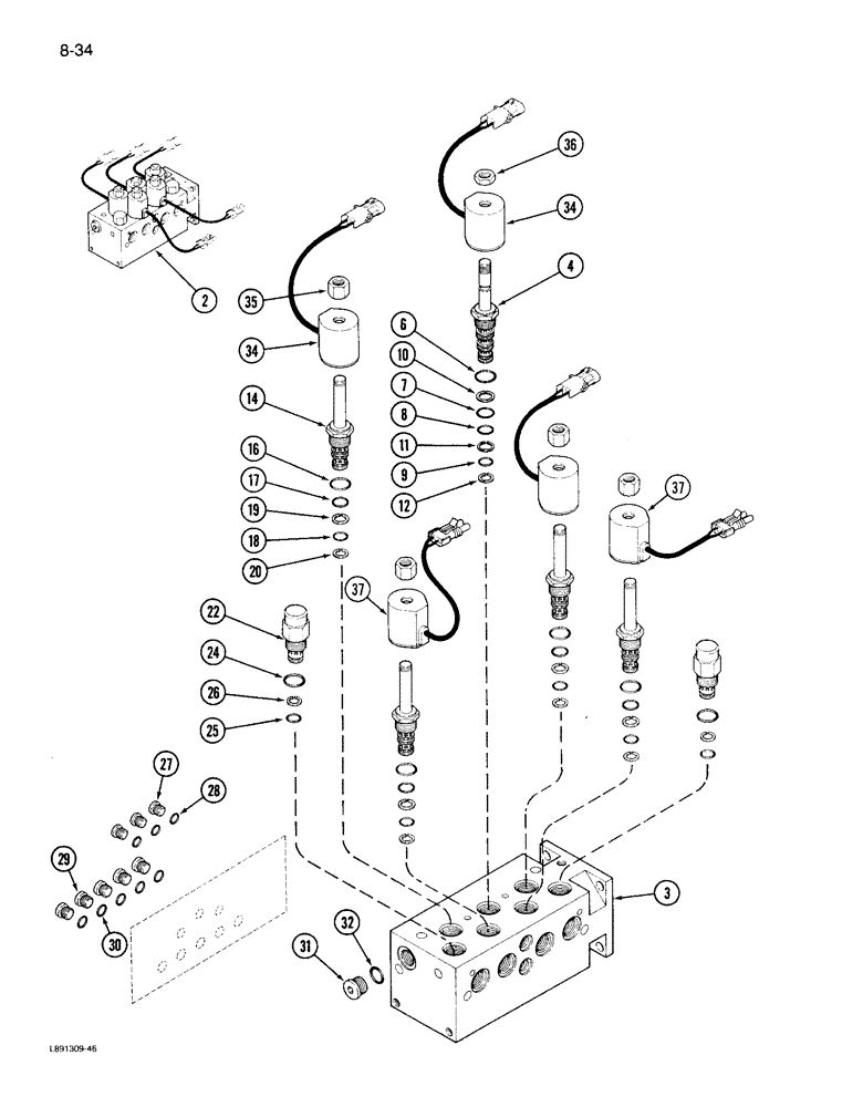 Схема запчастей Case IH 1844 - (8-34) - CLUTCH AND DRUM LIFT VALVE (07) - HYDRAULICS