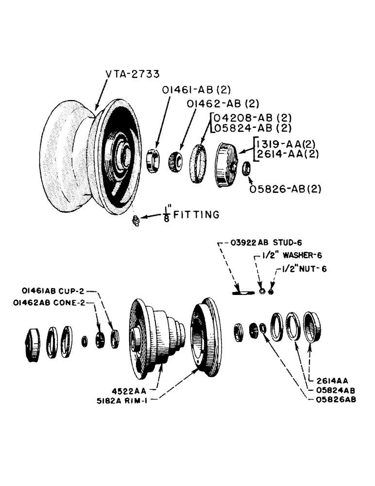 Схема запчастей Case IH VA-SERIES - (110) - SINGLE FRONT WHEEL HUB, 6.00 X 12 TIRE (06) - POWER TRAIN