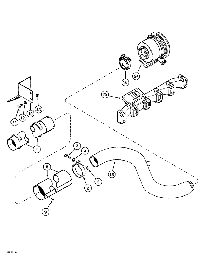 Схема запчастей Case IH 2022 - (2-24) - EXHAUST SYSTEM, 6TA-590 ENGINE (01) - ENGINE