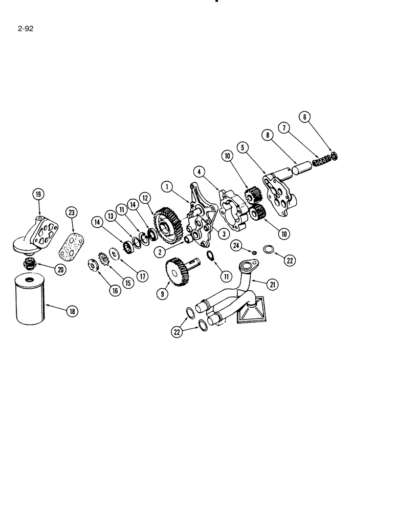 Схема запчастей Case IH 4000 - (2-92) - OIL PUMP AND OIL FILTER, D-239 DIESEL ENGINE (02) - ENGINE