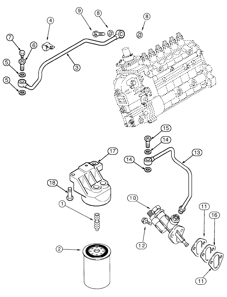 Схема запчастей Case IH MX135 - (03-02) - FUEL FILTER (03) - FUEL SYSTEM