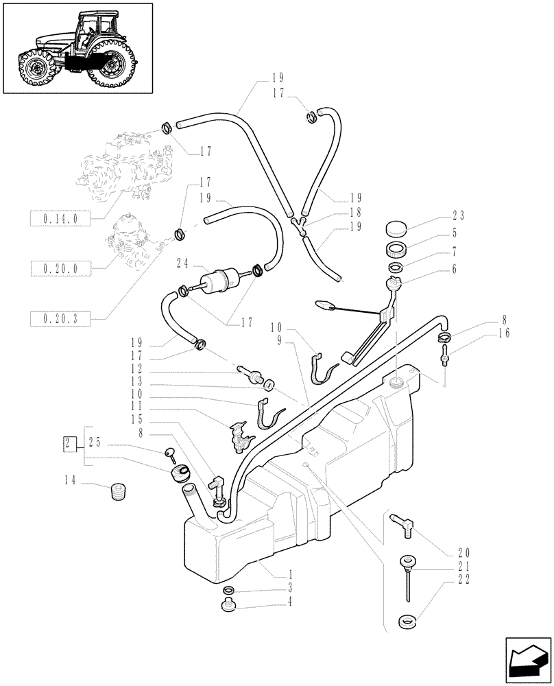 Схема запчастей Case IH JX1100U - (1.14.0[01]) - FUEL TANK - PIPING - C5657 (02) - ENGINE EQUIPMENT