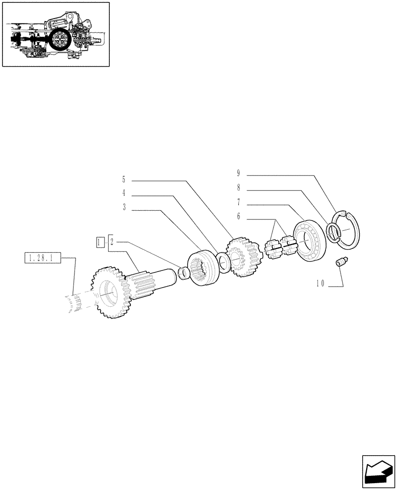 Схема запчастей Case IH JX95 - (1.32.1/07[02]) - CENTRAL REDUCER GEARING - DRIVE SHAFT AND GEARINGS - FOR HIGH CLEARANCE VERSION (03) - TRANSMISSION