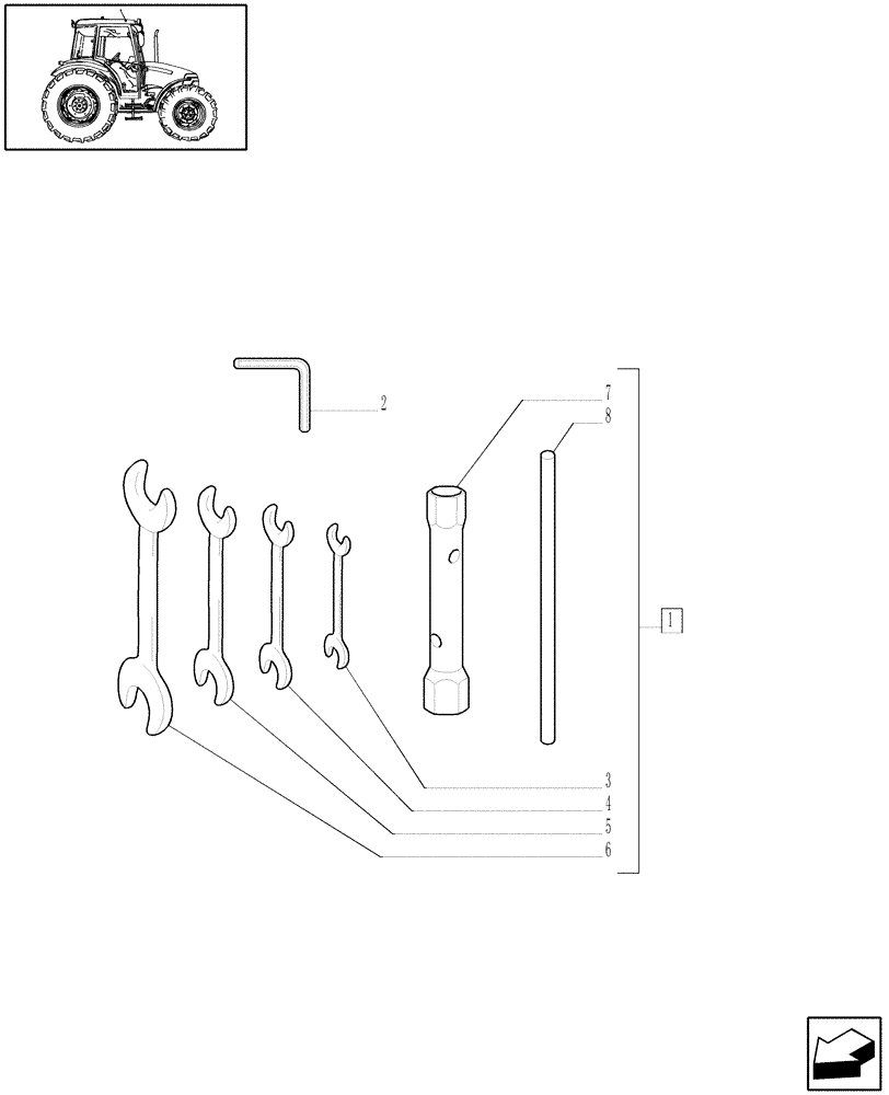 Схема запчастей Case IH JX95 - (1.99.0) - (VAR.996) SET OF TOOLS (10) - OPERATORS PLATFORM/CAB