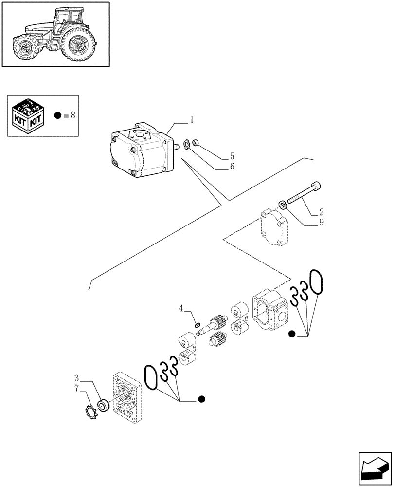 Схема запчастей Case IH JX60 - (1.92.63/ F) - PUMP FOR HYDRAULIC SYSTEM AND LIFT - BREAKDOWN (10) - OPERATORS PLATFORM/CAB