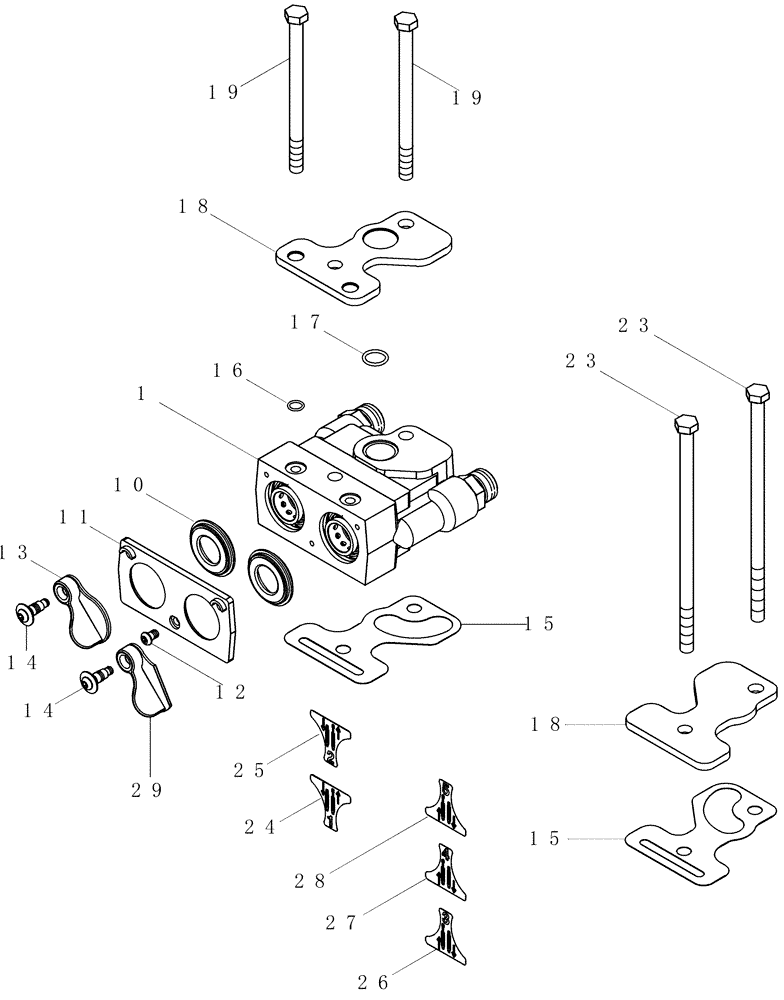 Схема запчастей Case IH MAGNUM 335 - (08-28) - REMOTE HYDRAULIC COUPLING MOUNTING (08) - HYDRAULICS