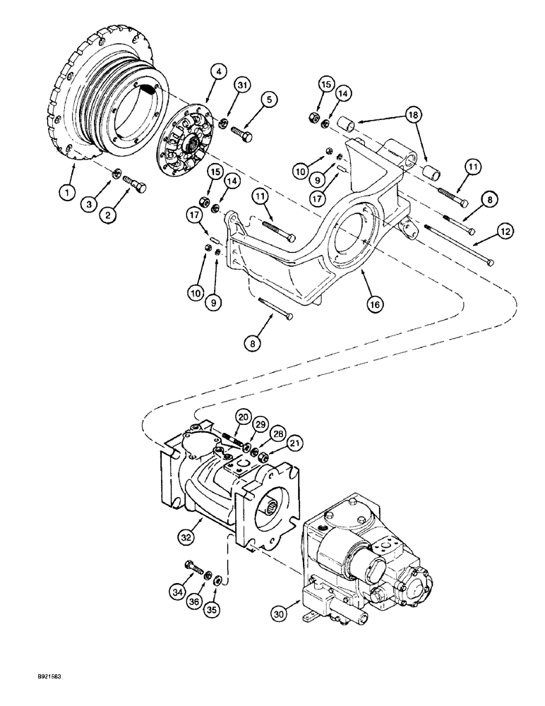 Схема запчастей Case IH 1800 - (6-07A) - FAN DRIVE HOUSING, PULLEY, AND HYDROSTATIC PUMP DRIVE PLATE P.I.N. JJC133070 AND AFTER (03) - POWER TRAIN