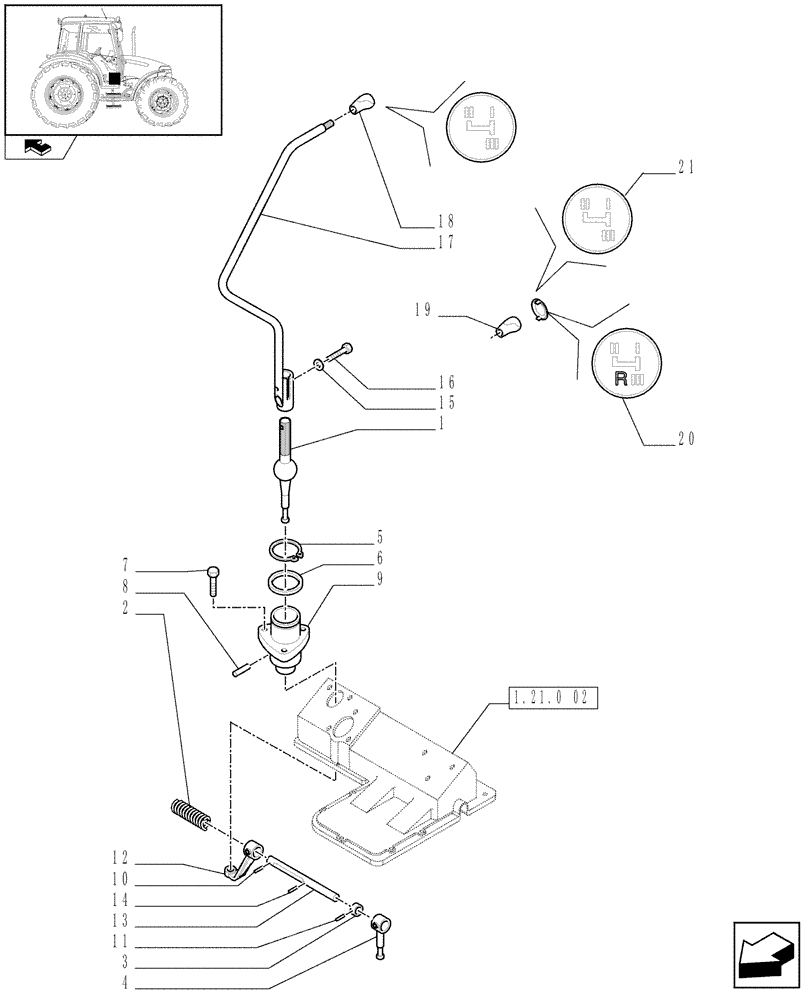 Схема запчастей Case IH FARMALL 60 - (1.32.2[01]) - CENTRAL REDUCTION GEARS CONTROLS - LEVER (03) - TRANSMISSION